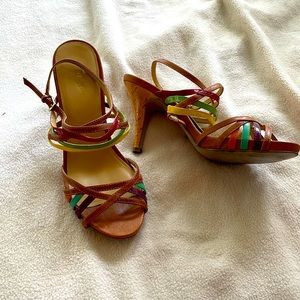 Strapped multi colored heels